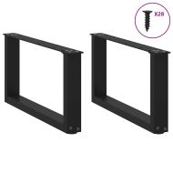 Крака за масичка за кафе, U-образни, 2 бр., черни, 70 x (30-31) см, стомана