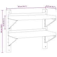 Стенен рафт на 2 нива 50x23,5x48 см сребрист неръждаема стомана
