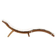 Шезлонги с възглавници, 2 бр, кремавобяло, акациево дърво масив