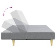 2-местен диван с табуретка, светлосив, текстил