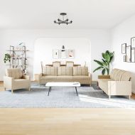 Комплект дивани 3 части кремав текстил