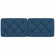 Мека табла за легло, синя, 140 см, плат