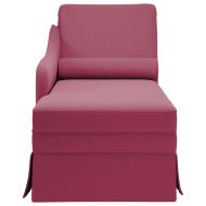 Кушетка с болстер и десен подлакътник, виненочервен, кадифе