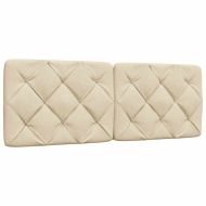 Мека табла за легло, кремава, 140 см, плат