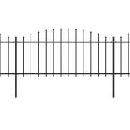 Градинска ограда с връх тип „копие“, стомана, 714,5x75 см, черна