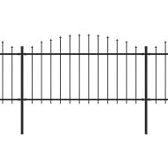 Градинска ограда с връх тип „копие“, стомана, 714,5x150 см, черна