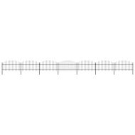 Градинска ограда с връх тип копие, стомана, 1248x125 см, черна