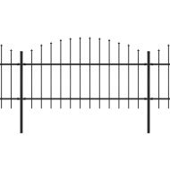Градинска ограда с връх тип копие, стомана, 1248x125 см, черна
