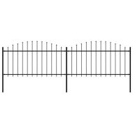 Градинска ограда с връх тип копие, стомана, 359x150 см, черна