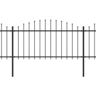 Градинска ограда с връх тип копие, стомана, 359x150 см, черна
