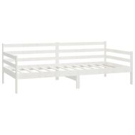 Дневно легло с матрак, 90x200 см, бяло, борово дърво масив