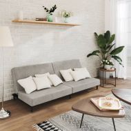 2-местно разтегателно канапе, светлосиво, кадифе