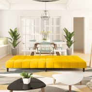 2-местно разтегателно канапе, жълто, кадифе