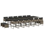 Градински комплект с възглавници 17 части полиратан сив