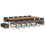 Градински комплект с възглавници 17 части полиратан сив