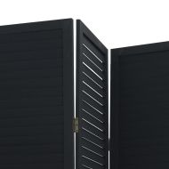 Разделител за стая, 4 панела, черен, дърво пауловния масив