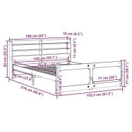 Рамка за легло с табла, 150x200 см, борово дърво масив