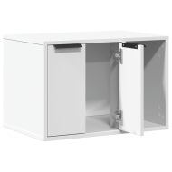 Заграждение за котешка тоалетна бял 60x40x40 см инженерно дърво