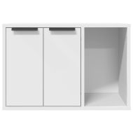 Заграждение за котешка тоалетна бял 60x40x40 см инженерно дърво