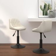 Въртящи трапезни столове, 2 бр, кремави, кадифе