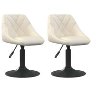 Въртящи трапезни столове, 2 бр, кремави, кадифе