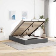 Османска рамка за легло без матрак, тъмносива, 140x190 см, плат