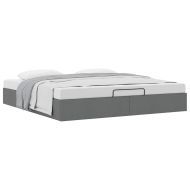 Османска рамка за легло без матрак, тъмносива, 200x200 см, плат