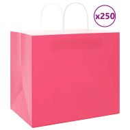 Хартиени торбички 250 бр с дръжки розови 32x22x28 см