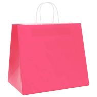 Хартиени торбички 250 бр с дръжки розови 32x22x28 см