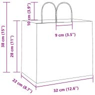 Хартиени торбички 250 бр с дръжки розови 32x22x28 см