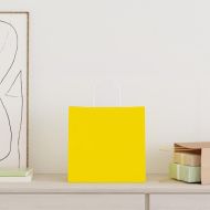 Хартиени торбички 250 бр с дръжки жълти 26x17x25 см