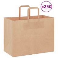 Хартиени торбички 250 бр с дръжки кафяви 32x17x25 см
