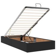 Османска легло с матрак, черно, 90x200 см, изкуствена кожа