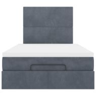 Османска легло с матраци, тъмносиво, 120x190 см, кадифе