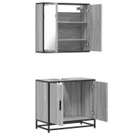 Комплект мебели за баня от 2 части сив сонома инженерно дърво