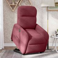 Електрически изправящ реклайнер стол, виненочервен, текстил