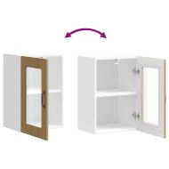 Кухненски стенен шкаф със стъклена врата "Kalmar" от дъб Artisan, инженерна дървесина