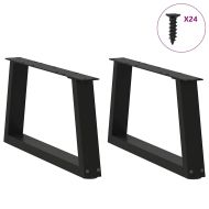 Крака за масичка за кафе, V-образни, 2 бр., черни, 70 x (30-31,3) см, стомана