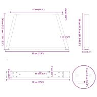 Крака за масичка за кафе, V-образни, 2 бр., черни, 70 x (30-31,3) см, стомана