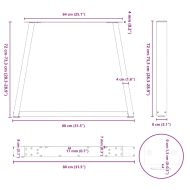 Крака за трапезна маса, V-образни, 3 бр., черни, 80 x (72-73,3) см, стомана