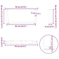 Крака за масичка за кафе, V-образна, 2 бр., антрацит, 70x(30-31,3) см, стомана