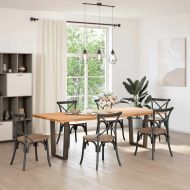 Крака за трапезна маса, V-образни, 2 бр., естествена стомана, 70 x (72-73,3) см, стомана