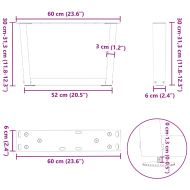 Крака за масичка за кафе, V-образни, 2 бр., бели, 60 x (30-31,3) см, стомана