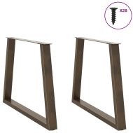 Крака за трапезна маса, V-образни, 2 бр., естествена стомана, 100 x (72-73,3) см, стомана