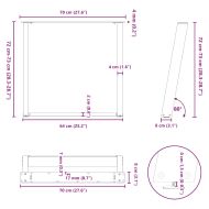 Крака за трапезна маса, U-образни, 2 бр., антрацит, 70x(72-73) см, стомана