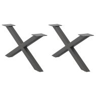 Крака за масичка за кафе, X-образни, 2 бр., антрацит, 70x(30-31) см, стомана