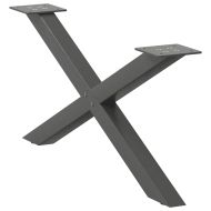Крака за масичка за кафе, X-образни, 2 бр., антрацит, 70x(30-31) см, стомана