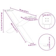 Крака за масичка за кафе, X-образни, 2 бр., антрацит, 70x(30-31) см, стомана