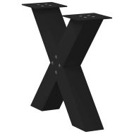 Крака за масичка за кафе, X-образни, 2 бр., черни, 60 x (42-43) см, стомана