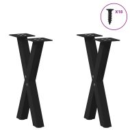 Крака за масичка за кафе, X-образни, 2 бр., черни, 38 x (42-43) см, стомана